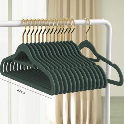 Вешалка деревянная черная флокированная с плоским крючком (арт. 25-5086064)