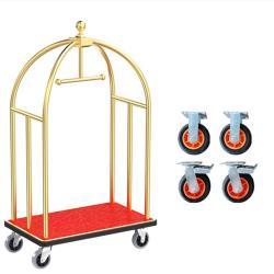 Тележка багажная отельная из нержавеющей стали золотая (арт. 25-5086223)