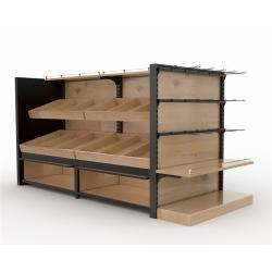 Стеллаж деревянно-металлический для магазина с полками МДФ (арт. 25-19080019)