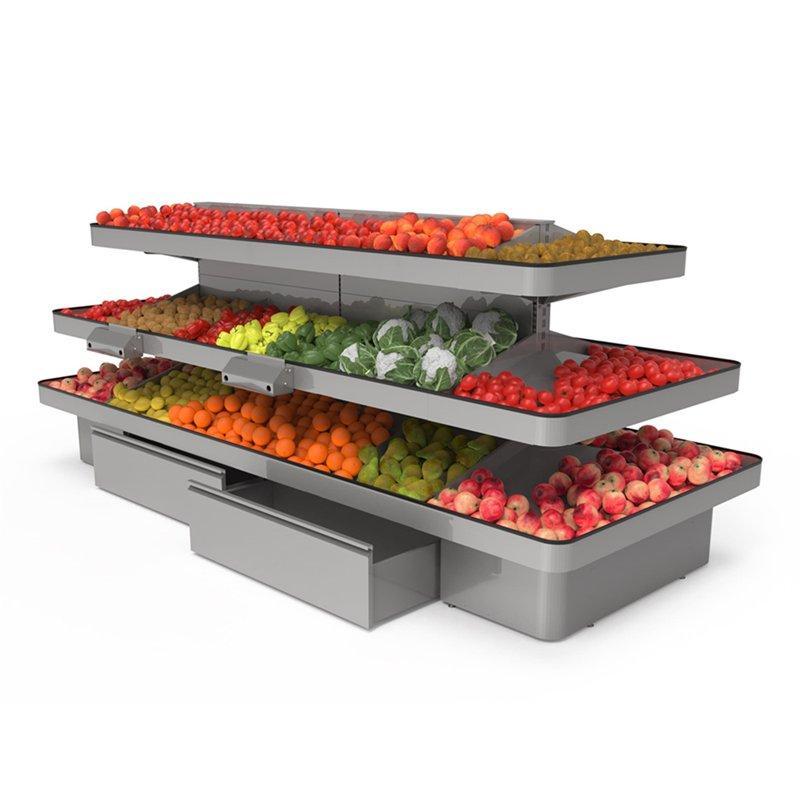 Стеллаж островной для фруктов и овощей с витриной (арт. 25-19080081)