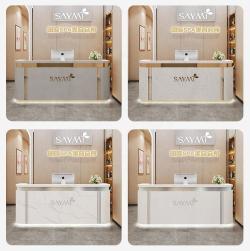 Стойка ресепшн мраморная розовая для салона красоты (арт. 25-19080135)