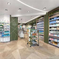 Мебель для аптеки современная с полками и стеклянной витриной (арт. 25-19080188)