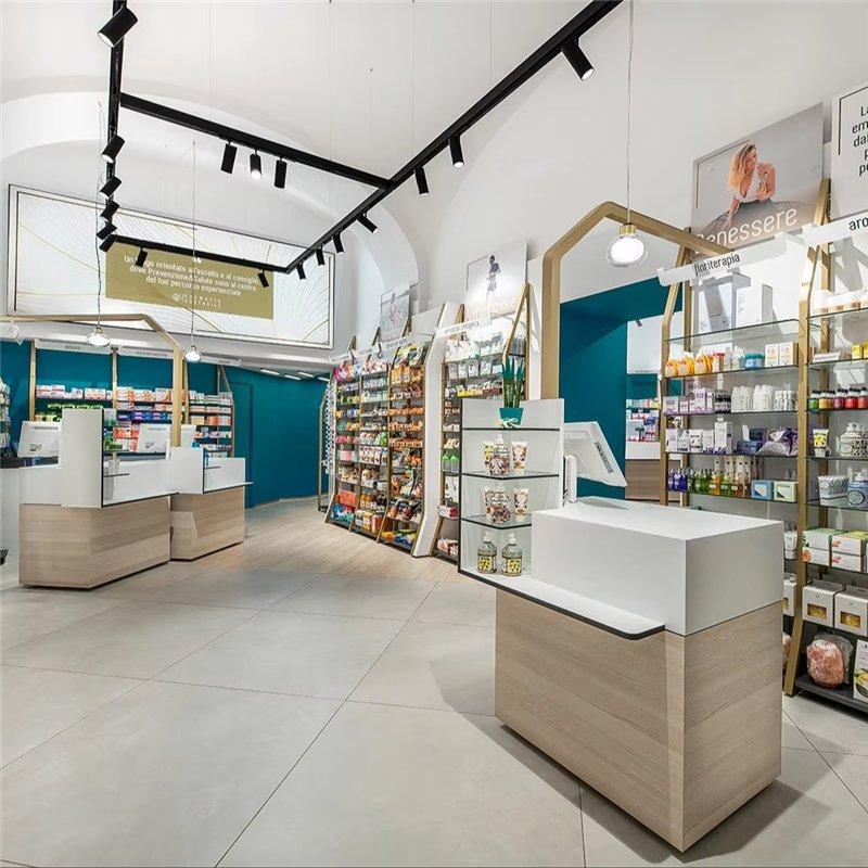 Стеллаж для аптеки с витриной и декором (арт. 25-19080256)