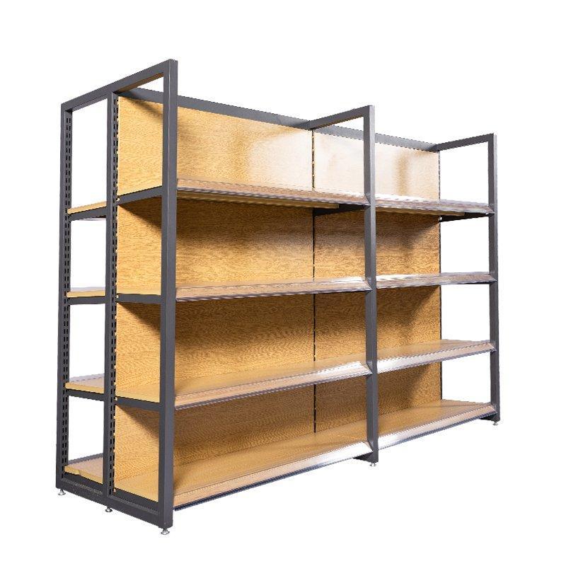 Стеллаж для закусок из нержавеющей стали с деревянными полками (арт. 25-19080298)