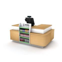 Стол кассовый деревянно-металлический с полками для магазина (арт. 25-19080312)