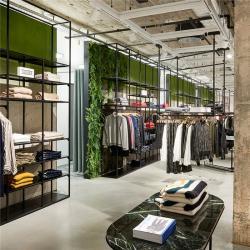 Стойка для одежды металлическая золотая для магазина (арт. 25-19080348)