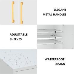 Шкаф для хранения с двойными дверцами, белый, с полками (арт. 25-19080386)