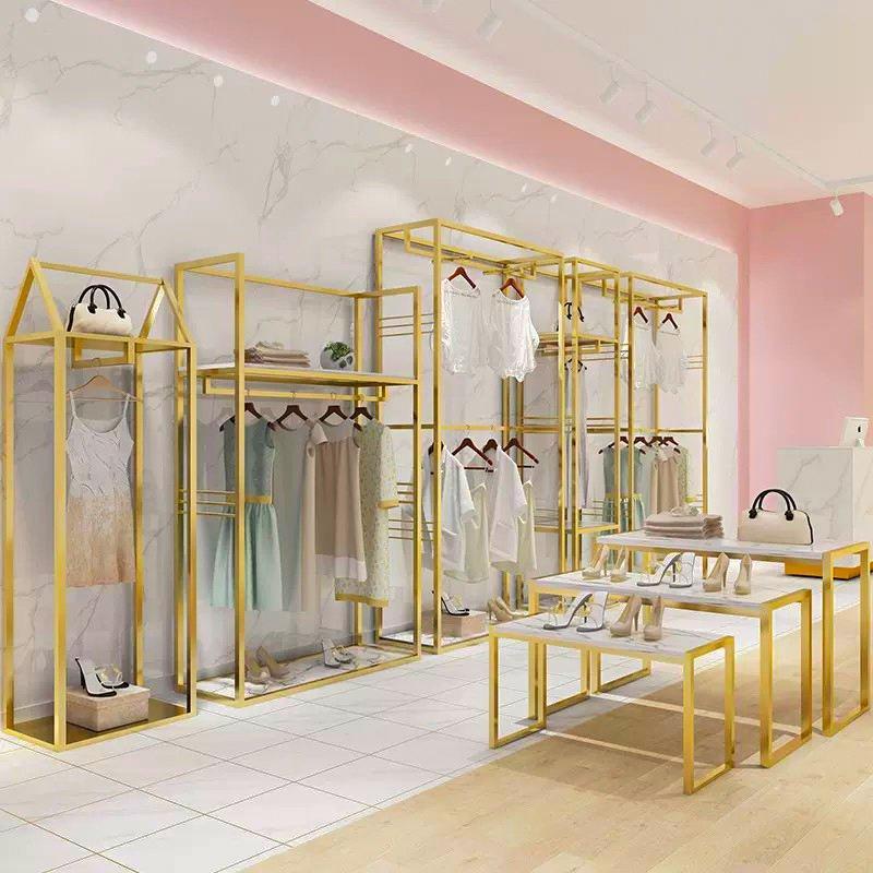 Стойка для одежды металлическая с полками и столом (арт. 25-19080393)