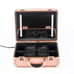 Кейс для косметики с подсветкой и ручкой, алюминиевый, на колесах (арт. 25-19082857)