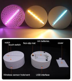 Настольная лампа 3D с деревянным основанием и LED (арт. 25-19085223)