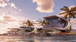 Дом-контейнер роскошный модульный плавучий для курорта (арт. 26-1090181)