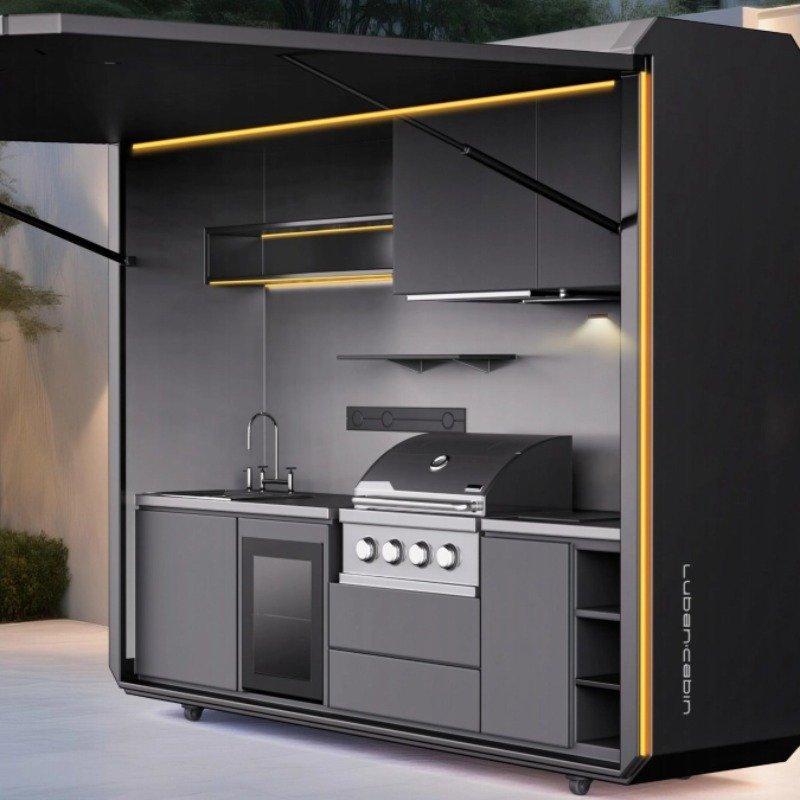 Кухня для двора из стали с функциями готовки и барбекю (арт. 26-1090377)