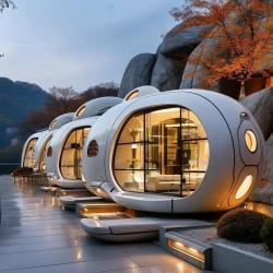 Модульный мобильный дом из стали для курорта Apple Cabin (арт. 26-1090389)