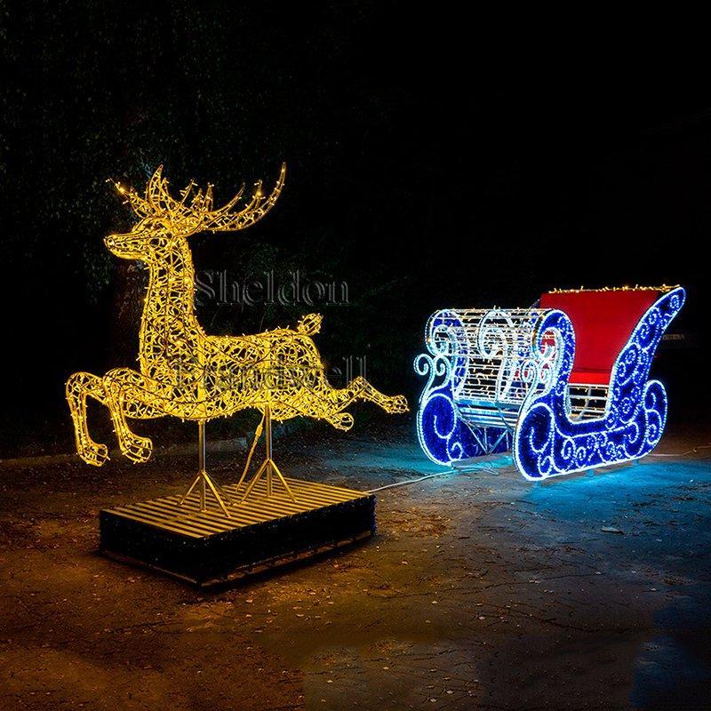 Световая фигура Санта на санях уличная водонепроницаемая (арт. 26-1090416)