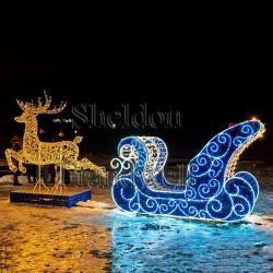 Световая фигура Санта на санях уличная водонепроницаемая (арт. 26-1090416)