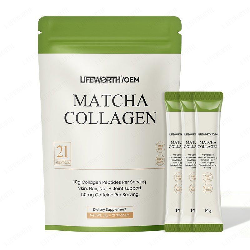 Порошок матча с коллагеном 10г пептидов и 50мг кофеина (арт. 26-1002155)
