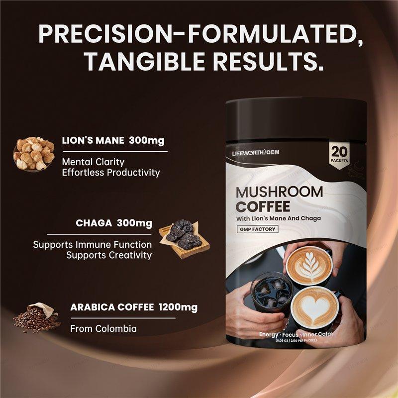 Кофе порошковый с грибами рейши кордицепс львиная грива для энергии (арт. 26-1002218)