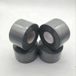 Лента ПВХ серебристо-черная клейкая для обмотки труб (арт. 26-1902057)