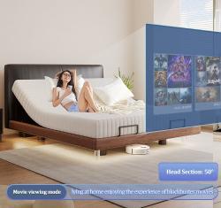 Кровать электрическая двуспальная с кожаной обивкой и регулируемой спинкой (арт. 26-2102050)