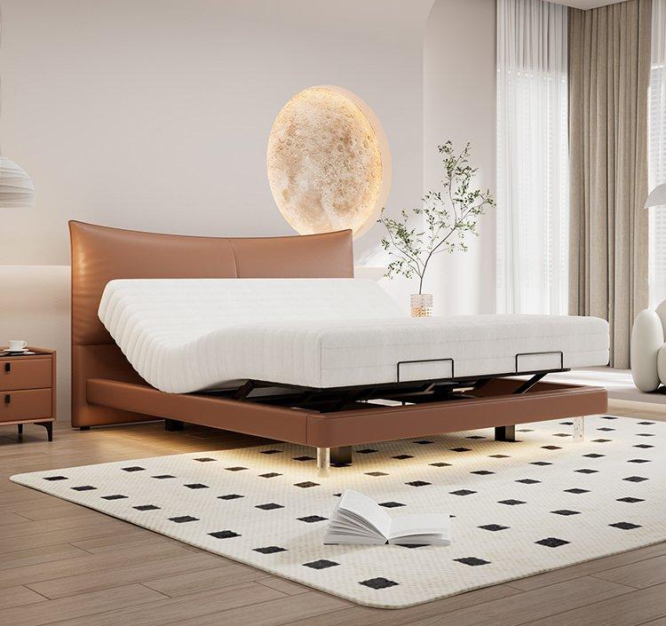 Кровать кожаная электрическая с пультом для спальни (арт. 26-2102052)