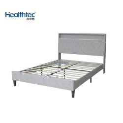 Кровать деревянная с обивкой велюр queen size для спальни (арт. 26-1702086)