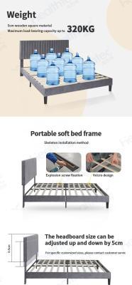 Кровать с мягким изголовьем и деревянным каркасом светло-серая (арт. 26-1702089)