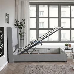 Кровать с мягким изголовьем и скрытым отсеком для спальни (арт. 26-1702097)