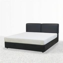 Кровать кожаная черная king size для спальни (арт. 26-1702102)