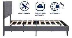 Кровать металлическая с тканевой обивкой для спальни (арт. 26-1702111)