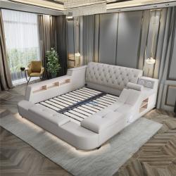 Кровать кожаная умная с хранилищем для спальни (арт. 26-1702116)