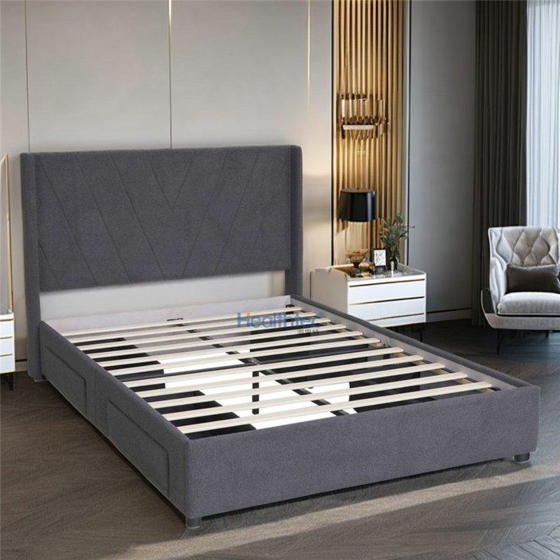 Кровать с ящиками обитая двуспальная с местом для хранения (арт. 26-1702121)