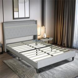 Кровать king-size с мягким деревянным каркасом для спальни (арт. 26-1702123)