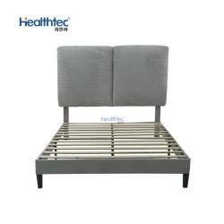 Кровать деревянная с обивкой из бархата для спальни (арт. 26-1702124)