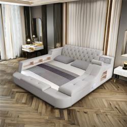 Кровать кожаная многофункциональная с USB зарядкой king size (арт. 26-1702138)