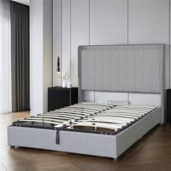 Кровать с мягким изголовьем и ящиком для хранения, односпальная/king size для спальни (арт. 26-1702141)