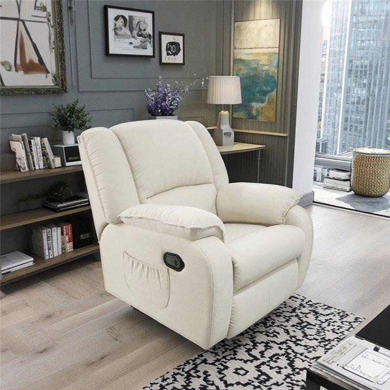 Диван-реклайнер кожаный белый для гостиной (арт. 26-1702327)