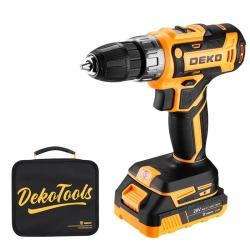 Аккумуляторная дрель DEKO 20V бесщеточная с регулировкой скорости (арт. 26-2402098)
