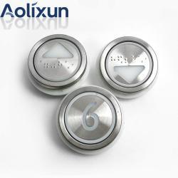 Кнопка лифта KONE круглая с белой/красной подсветкой и шрифтом брайля (арт. 26-2502025)